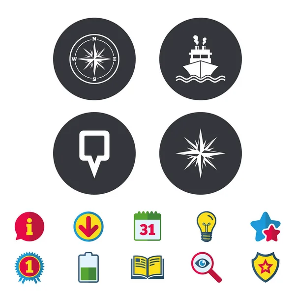 Navigering och kompass ikoner — Stock vektor