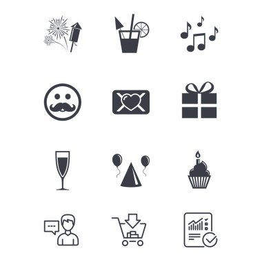 Parti kutlama ve doğum günü simgeler