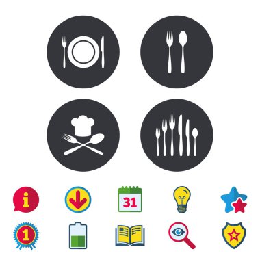 tabak çanak çatal ile ve simgeler bıçaklar