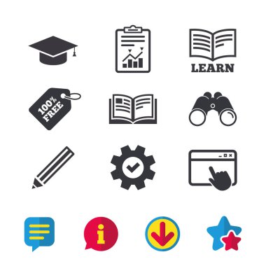 kalem ve açık kitap işaretleri