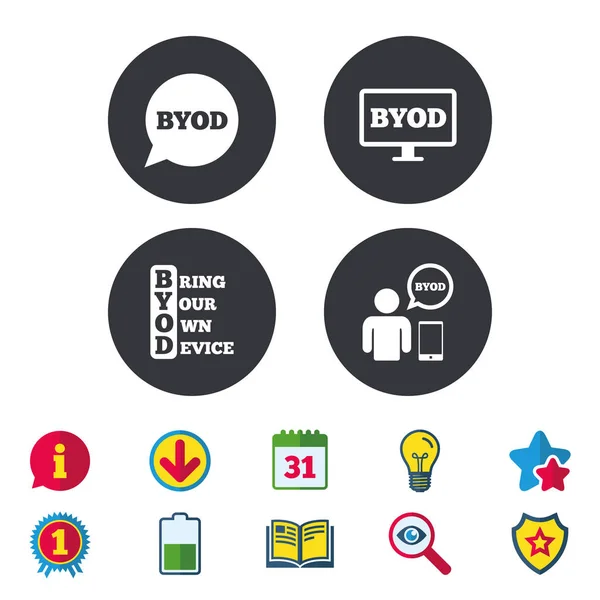 BYOD black icons — Stock Vector