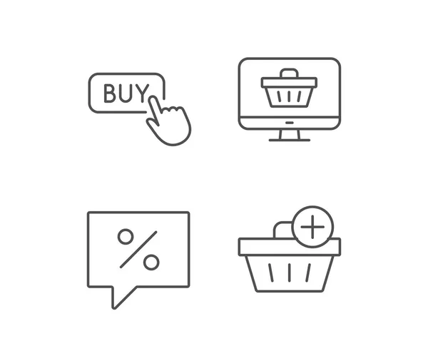 Ícones de botão de desconto e compra — Vetor de Stock