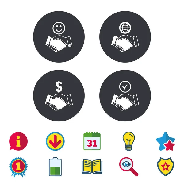 Icônes de poignée de main d'affaires — Image vectorielle