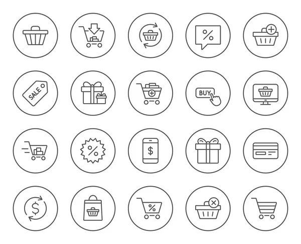 Iconos de línea de compras — Vector de stock