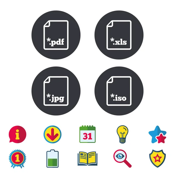 Symbole für Dateierweiterungen — Stockvektor