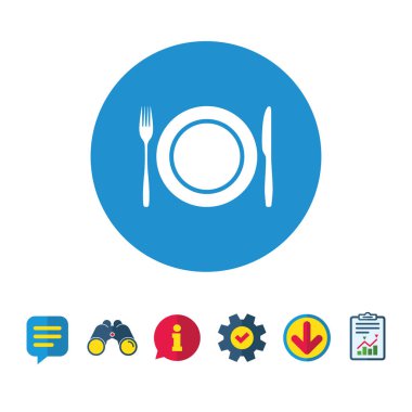 Çatal ve bıçak ikonlu tabak.