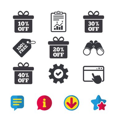 Satılık hediye kutusu etiketi simgeler