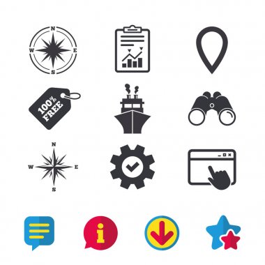 Windrose hareket pusula simgeleri