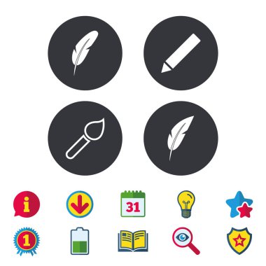 Kuş tüyü retro kalem simgeler