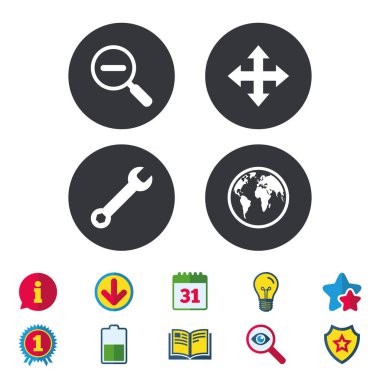 Büyüteç cam ve küre simgeler