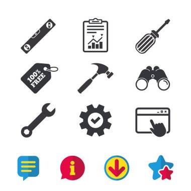 Tornavida ve İngiliz anahtarı aracı simgeler