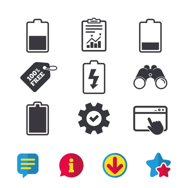 Iconos de carga de batería — Vector de stock