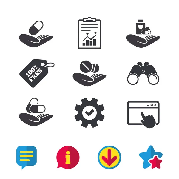 Ayudando a manos iconos — Vector de stock