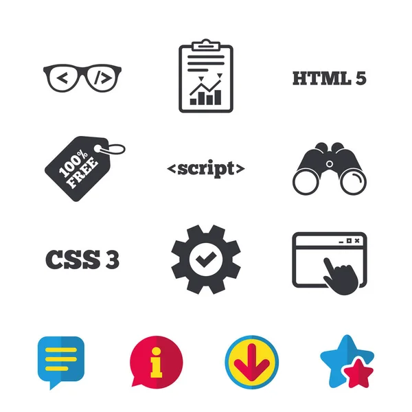 Programador codificador gafas iconos — Archivo Imágenes Vectoriales