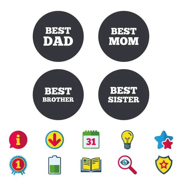Bästa mamma och pappa ikoner — Stock vektor