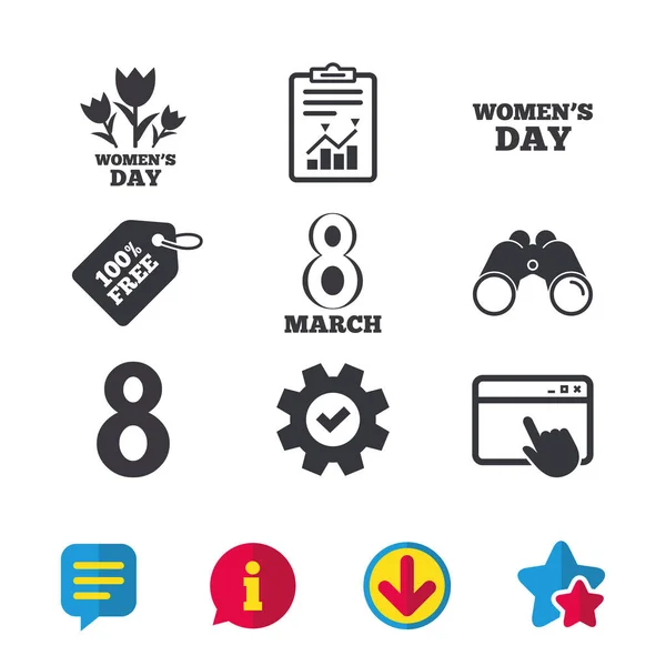 8 maart vrouwen dag pictogrammen — Stockvector
