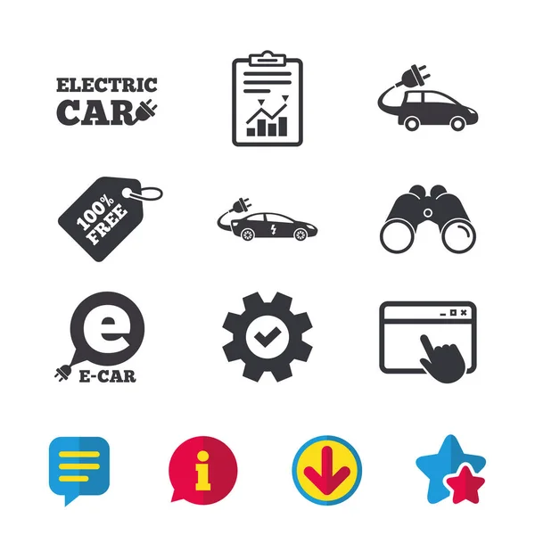 Iconos del coche eléctrico — Vector de stock