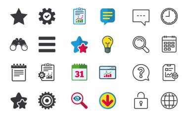 Yıldız favori ve menü simgeleri listesi