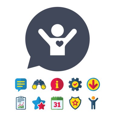 Adamın büyüttü eller yukarı işareti