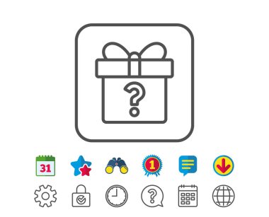 Hediye kutusu ile soru işareti simgesi