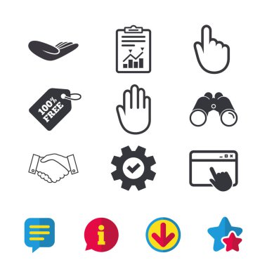 el sıkışma ve buraya tıklayın simgeleri