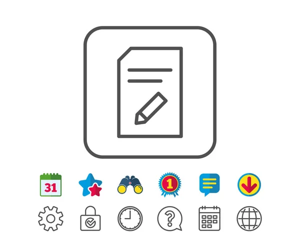 A dokumentum sorának szerkesztése ikon — Stock Vector