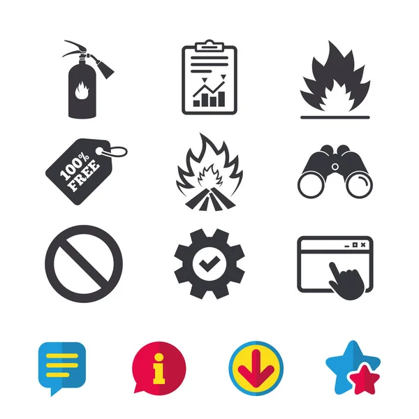 Fuego llama iconos — Vector de stock