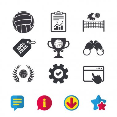 Voleybol ve net simgeler. 