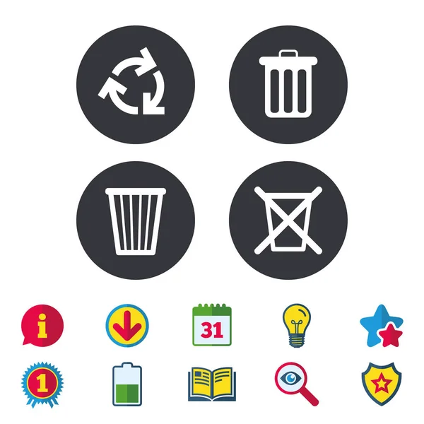 Reciclar ícones bin — Vetor de Stock