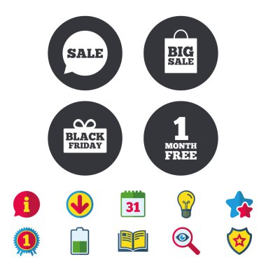 Satılık konuşma balonu simgesinin. Siyah Cuma sembolü.