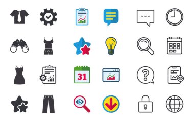 Giysi işaretler. Kravat ve pantolon ile T-shirt.