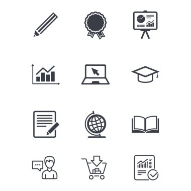 Eğitim ve öğrenim ikonu. Sunum işaretleri.