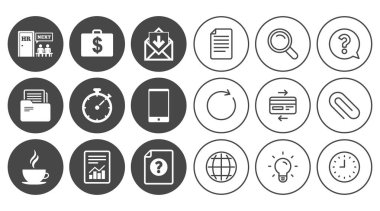 Office, belgeler ve iş simgeleri.