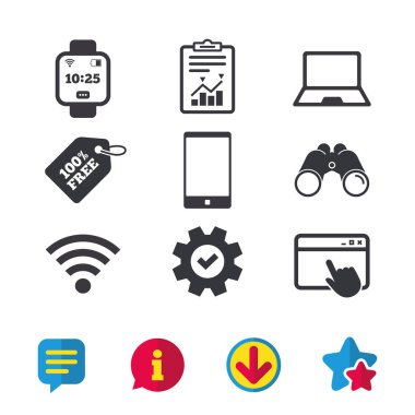 dizüstü bilgisayar ve akıllı telefon simgesi. Akıllı izle simgesi.