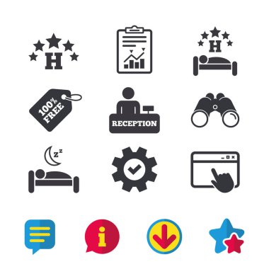 Beş yıldızlı otel simgeler. seyahat dinlenme yer.
