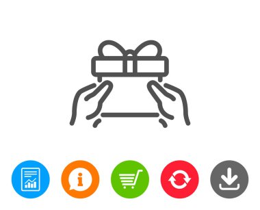 Bir hediye kutusu satırı simgesi ver. Mevcut işareti.