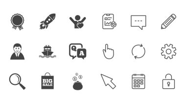 Online alışveriş, e-ticaret ve iş simgeleri.