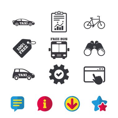 Toplu taşıma simgeler. Ücretsiz otobüs, Bisiklet işaretleri.