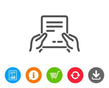 Belge satırı simgesi tutun. Metin dosya işareti.