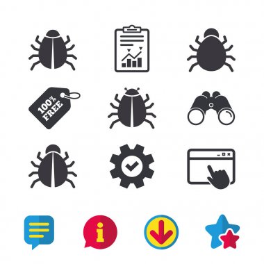 işaretler rahatsız ediyor. virüs yazılım hata simgeler.