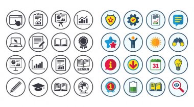 İstatistikler, eğitim ve çalışma simgeler kümesi.
