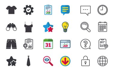 Giysi işaretler. T-shirt ve şort ile pantolon.