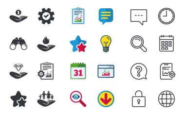 Yardım simgeleri eller. Koruma ve sigorta.