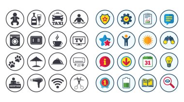 Otel hizmetleri ve daire simgeler kümesi.