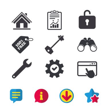 ev anahtar simgesi. İngiliz anahtarı servis Araç simgesine.