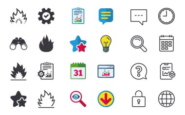 Yangın alev simgeler. Isı işaretleri.