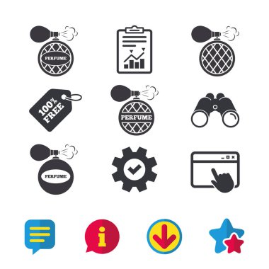 Parfüm şişesi simgeler. Glamour koku işaretleri.