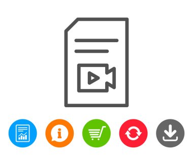 Video satırı simgesi ile belge. Vlog dosya işareti.