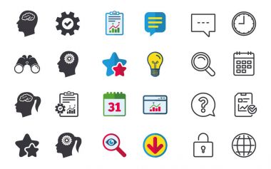 kafa beyin simgesi ile. erkek ve dişi insan sembolleri.