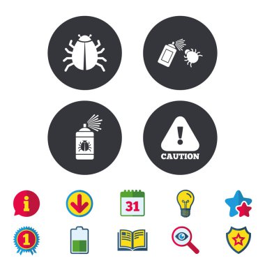 dezenfeksiyon işaretleri böcek. Dikkat dikkat simgesi.